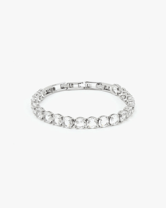 Clare V. Jewelry Stone Tennis Bracelet in Clear/Rhodium