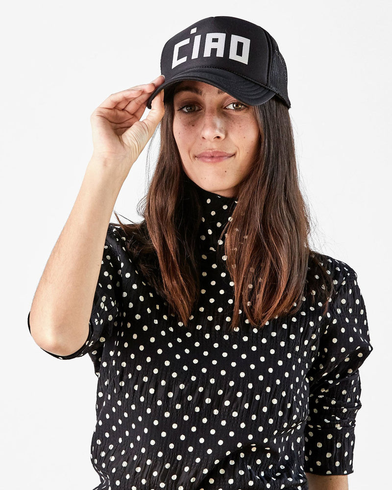 Clare V. Trucker Hat - Block Ciao - Black - Bliss Boutiques