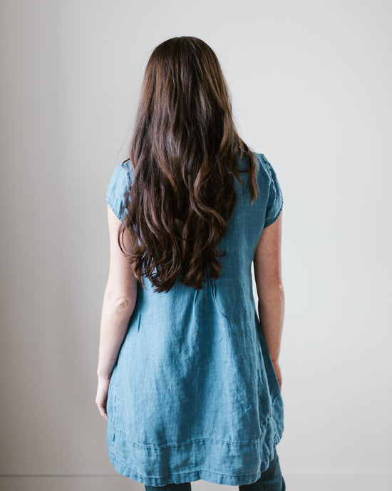 CP Shades Cap Sleeve Regina in Bleach Indigo HW Linen Twill 