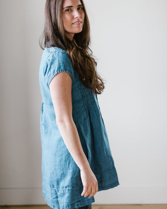 CP Shades Cap Sleeve Regina in Bleach Indigo HW Linen Twill 