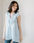 CP Shades Clothing Cap Sleeve Regina in Light Blue Stripe Linen