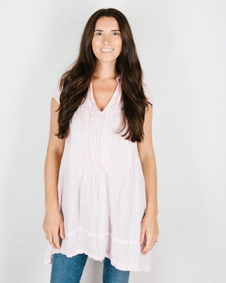 CP Shades Clothing Cap Sleeve Regina in Pink Chambray