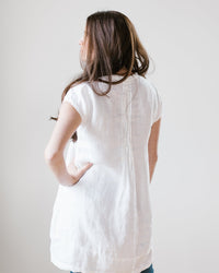 CP Shades Clothing Cap Sleeve Regina in White HW Linen Twill