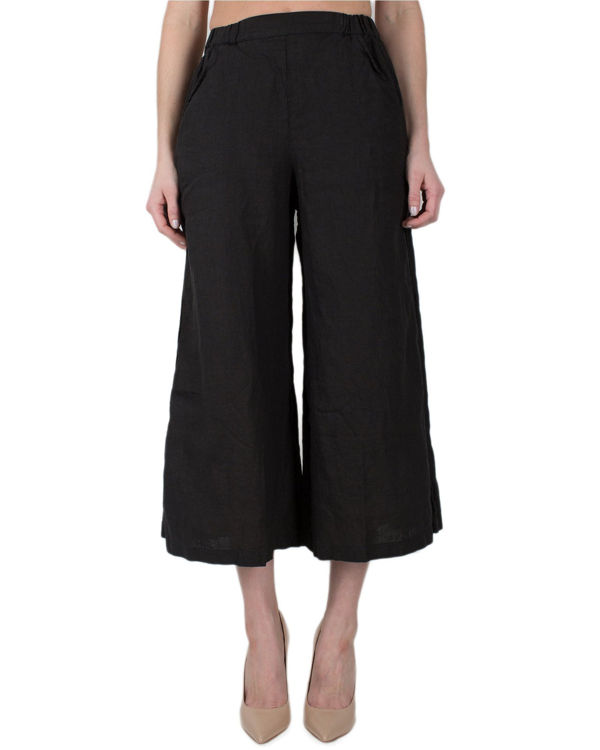 CP Shades Clothing Cropped Wendy Pant in Black Linen