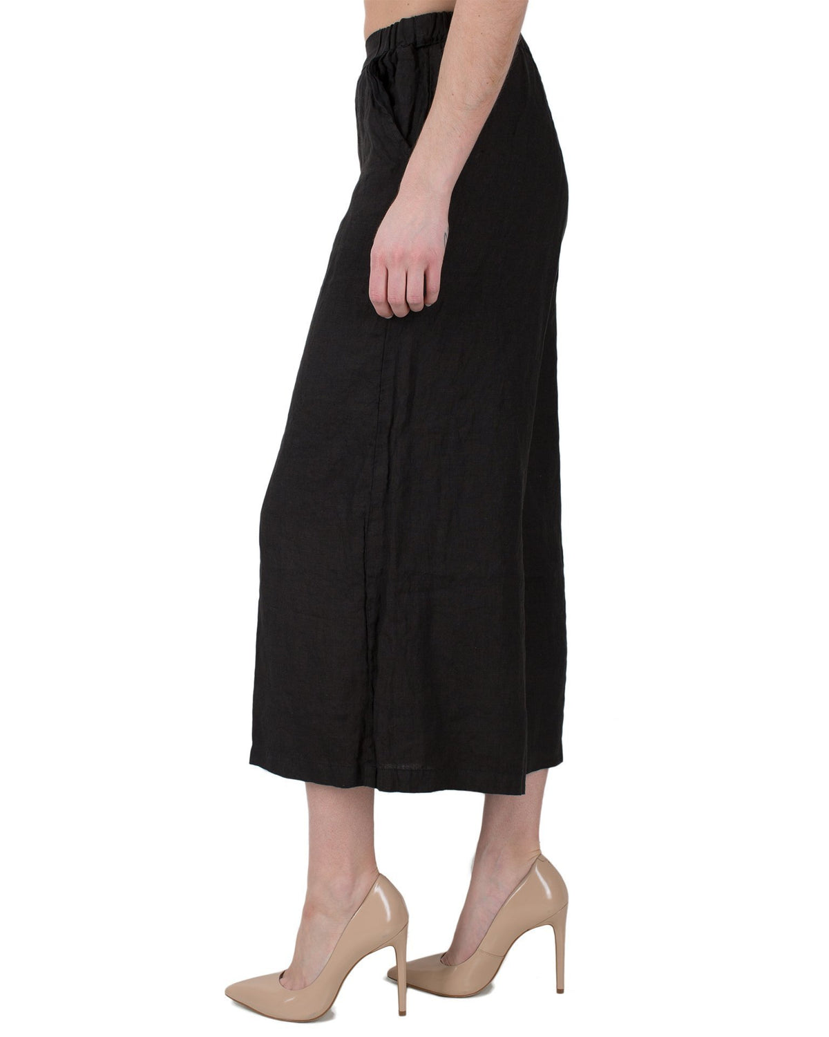 CP Shades Clothing Cropped Wendy Pant in Black Linen