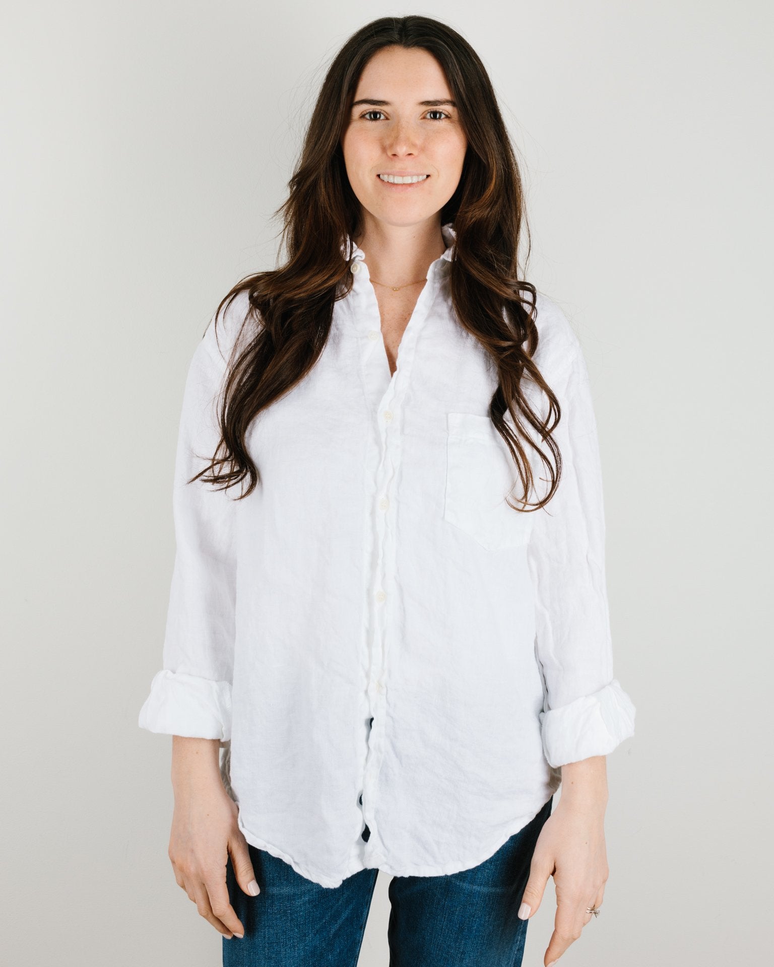Joss 1 Pocket in White Linen Twill