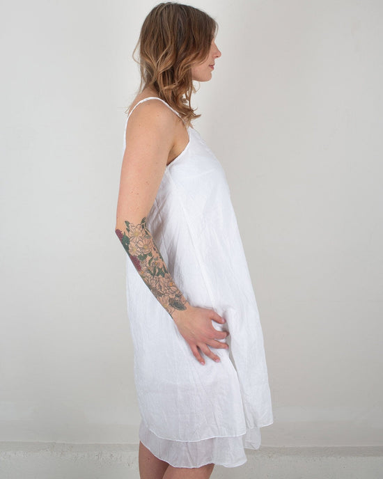 CP Shades Lia Darted Front Tank Dress in White 