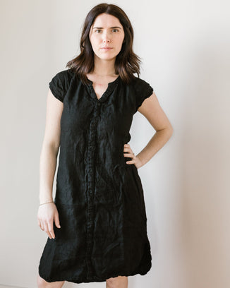 CP Shades Clothing Lucy Dress w/o Pkts in Black HW Linen Twill