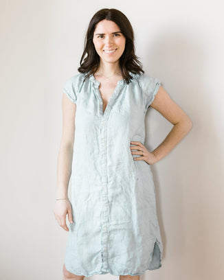 CP Shades Clothing Lucy Dress w/o Pkts in Surf HW Linen Twill