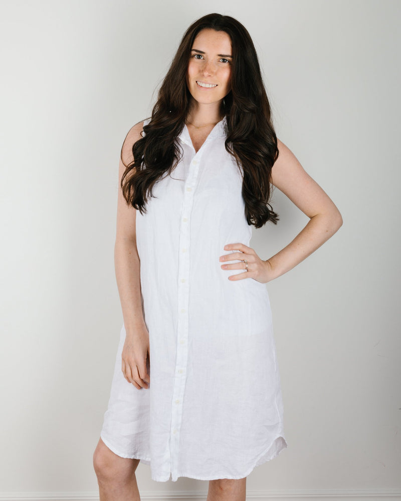 CP Shades Clothing Mara Shirtdress in White Linen