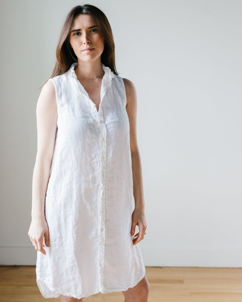 CP Shades Clothing Mara Slvlss Shirtdress in White HW Linen Twill