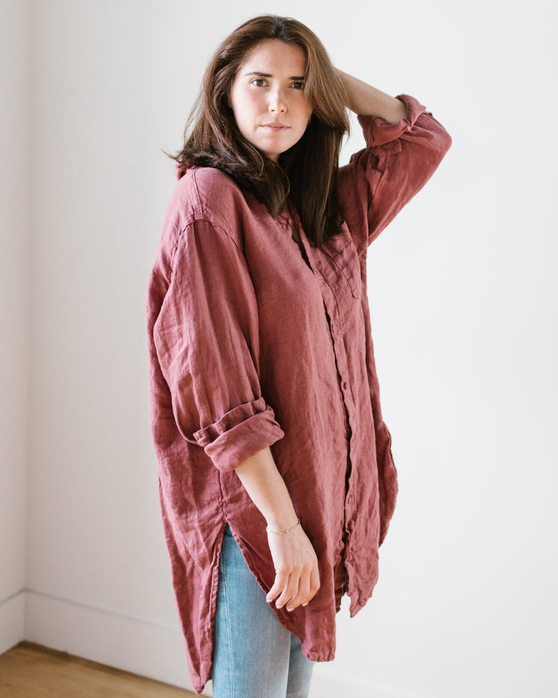 CP Shades Clothing Marella HW Linen Twill in Marsala