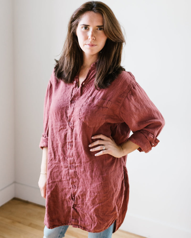 CP Shades Clothing Marella HW Linen Twill in Marsala
