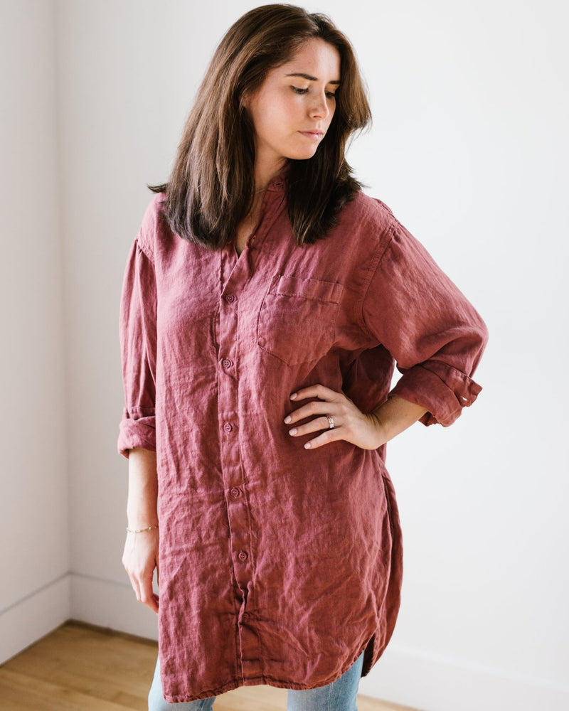 CP Shades Clothing Marella HW Linen Twill in Marsala