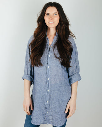 CP Shades Marella Tunic Blouse w/ Slits in Ink Chambray 