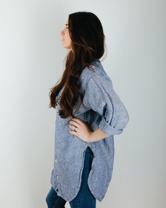 CP Shades Marella Tunic Blouse w/ Slits in Ink Chambray 
