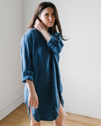 CP Shades Mari Oversized Shirtdress in Bleach Indigo Twill 