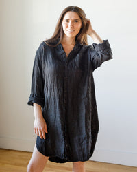 CP Shades Mari Shirtdress in Black Linen Twill 