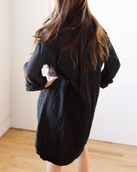 CP Shades Mari Shirtdress in Black Linen Twill 