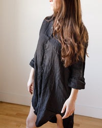 CP Shades Mari Shirtdress in Black Linen Twill 