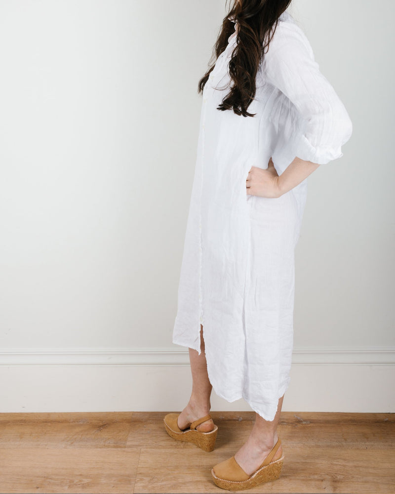 White linen maxi shirt dress sale