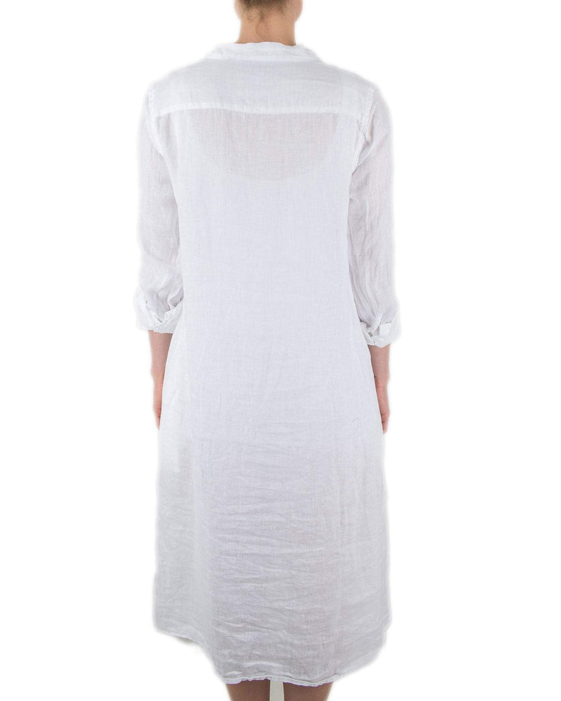 CP Shades Clothing Maxi Shirtdress in White Linen