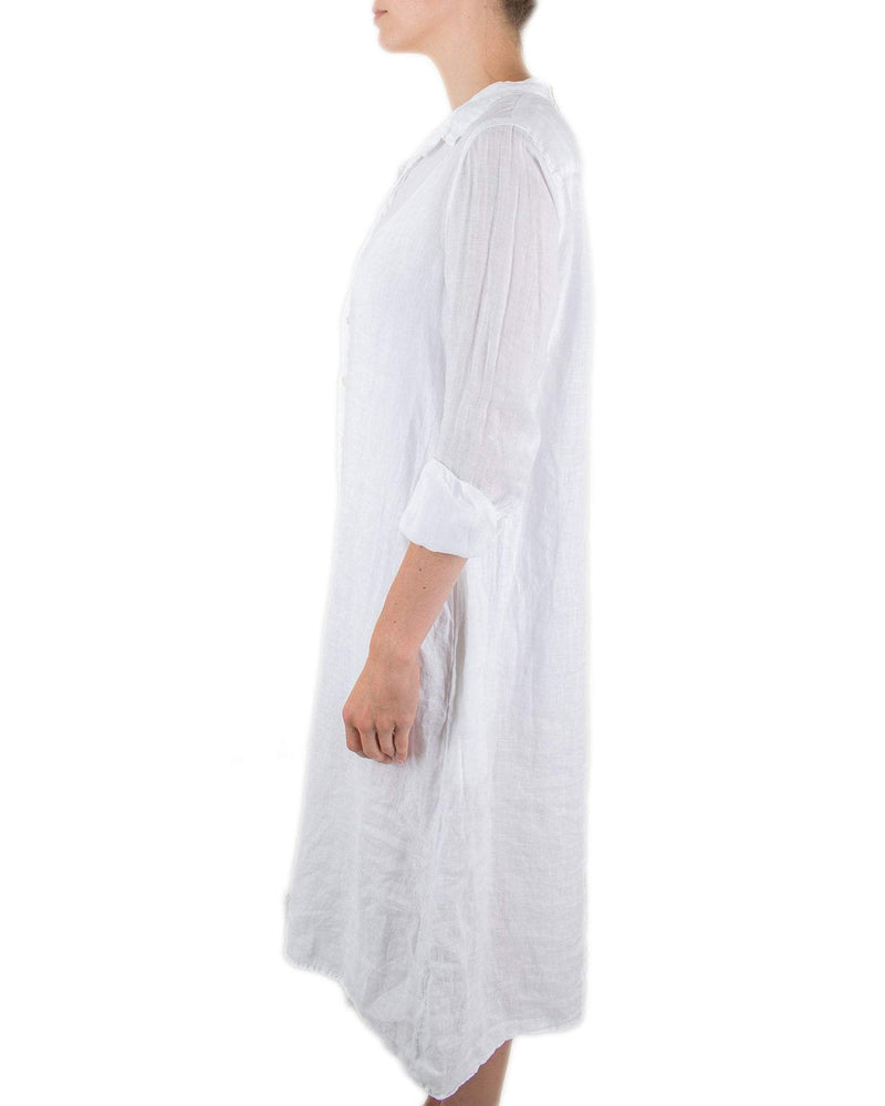 CP Shades Clothing Maxi Shirtdress in White Linen