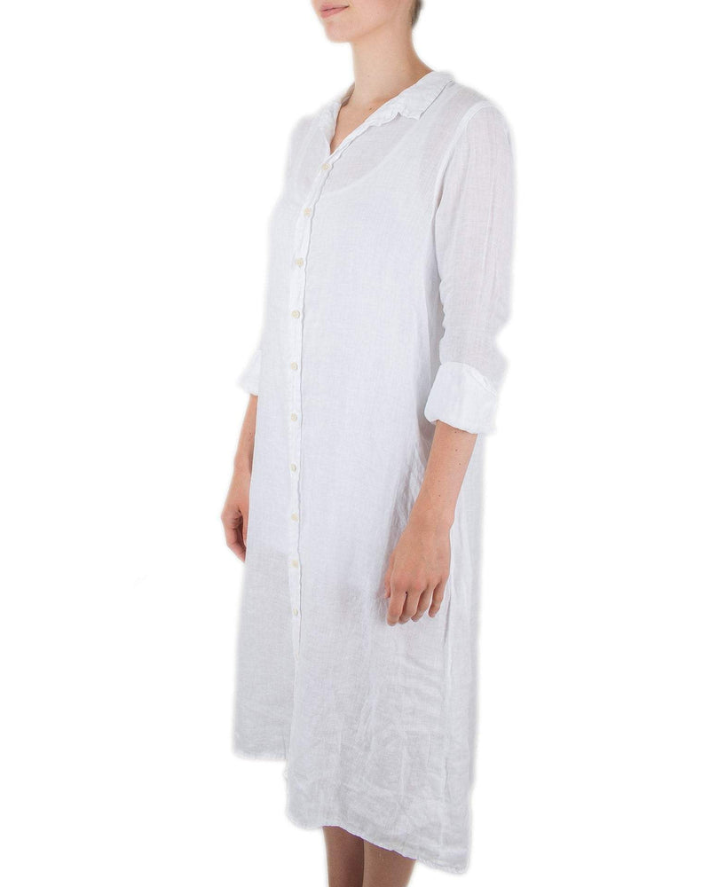 CP Shades Clothing Maxi Shirtdress in White Linen