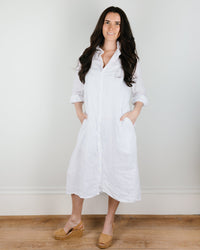 CP Shades Maxi Shirtdress in White Linen 