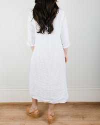 CP Shades Maxi Shirtdress in White Linen 