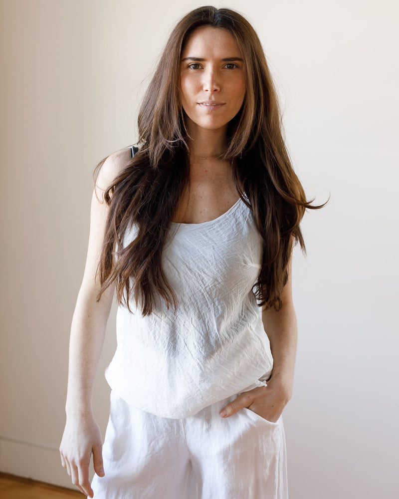 CP Shades Clothing Milla Tank in White Cotton Silk