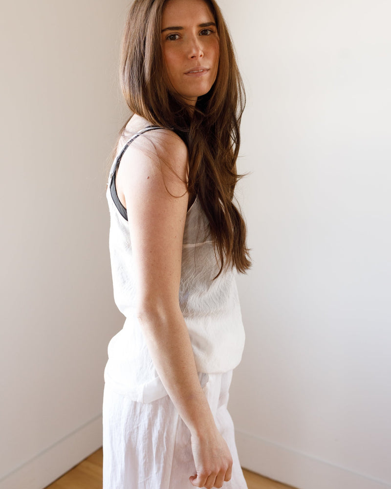 CP Shades Clothing Milla Tank in White Cotton Silk