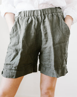 CP Shades Clothing Piper Shorts in Millstone HW Linen Twill