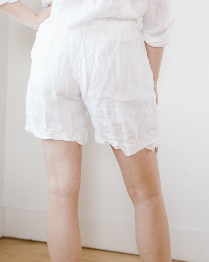CP Shades Clothing Piper Shorts in White HW Linen Twill
