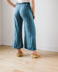 CP Shades Clothing Polly Wide Leg Pant - HW Bleach Indigo Twill