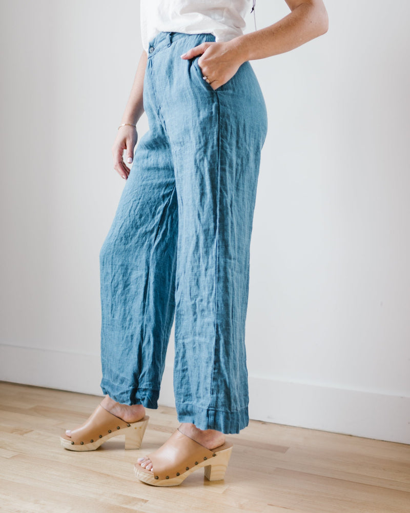 CP Shades Clothing Polly Wide Leg Pant - HW Bleach Indigo Twill