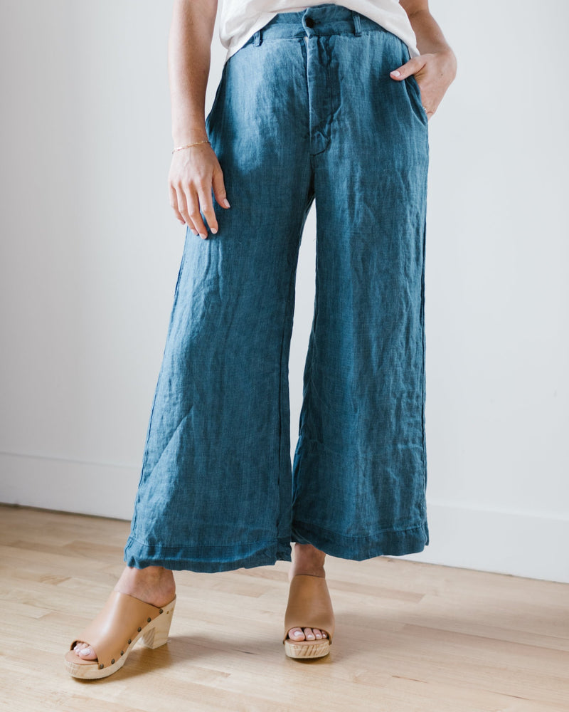 CP Shades Clothing Polly Wide Leg Pant - HW Bleach Indigo Twill