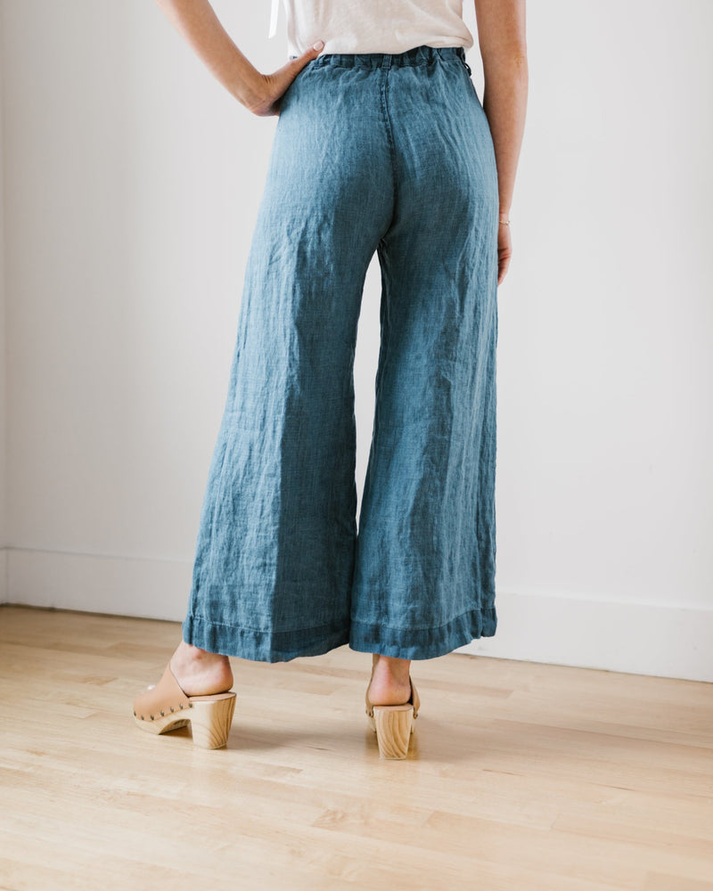 CP Shades Clothing Polly Wide Leg Pant - HW Bleach Indigo Twill
