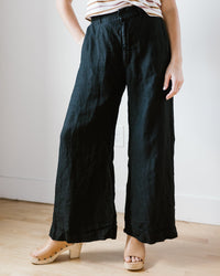 CP Shades Clothing Polly Wide Leg Pant - HW Linen Twill in Black