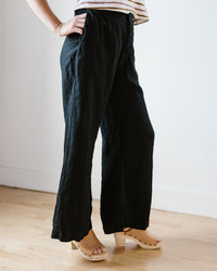 CP Shades Clothing Polly Wide Leg Pant - HW Linen Twill in Black