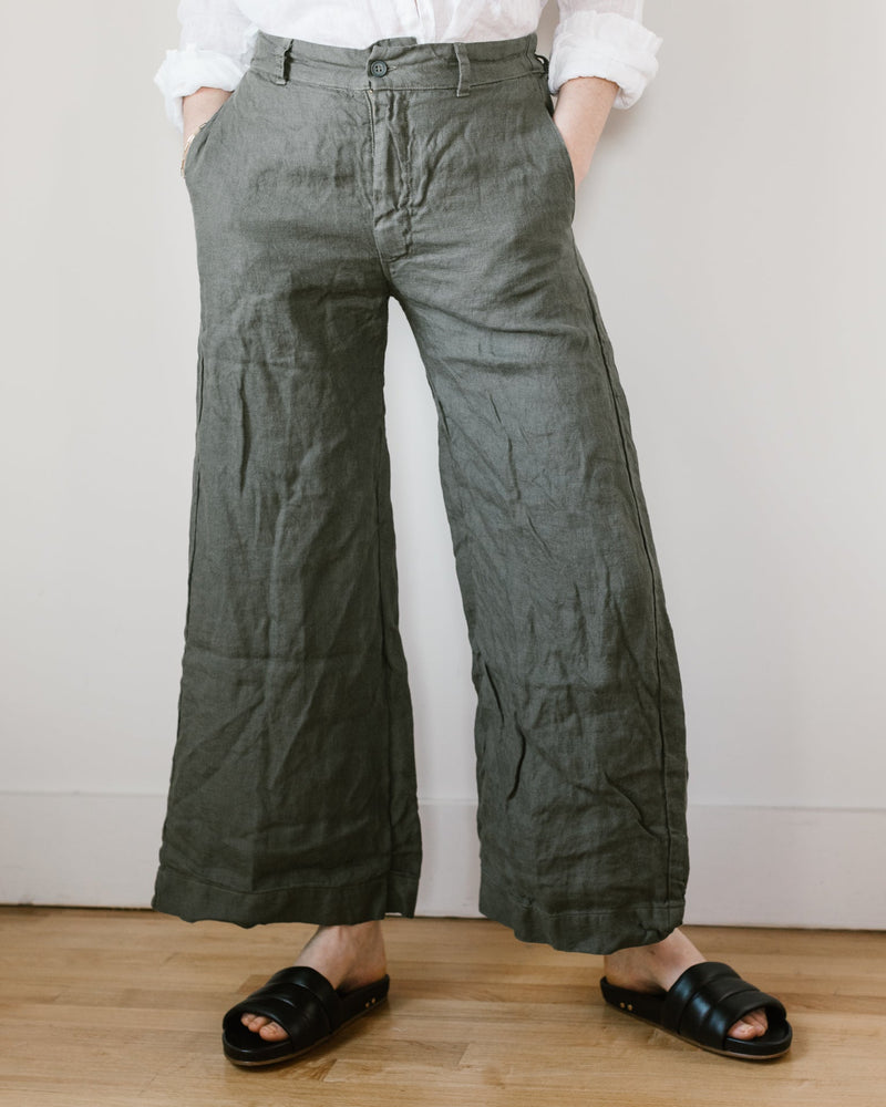 CP Shades Clothing Polly Wide Leg Pant in Millstone HW Linen Twill