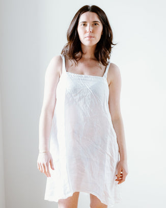 CP Shades Clothing Sally Apron Dress in White Linen
