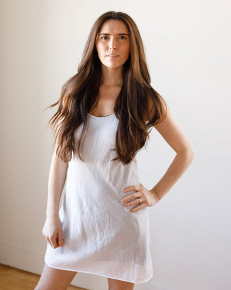 CP Shades Clothing Short Faye Slip in White Cotton Silk