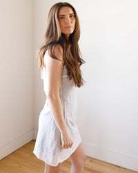 CP Shades Short Faye Slip in White Cotton Silk 
