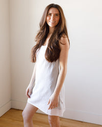 CP Shades Short Faye Slip in White Cotton Silk 