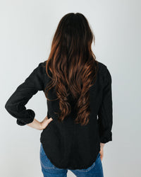CP Shades Sloane Blouse in Black Heavy Weight Linen 