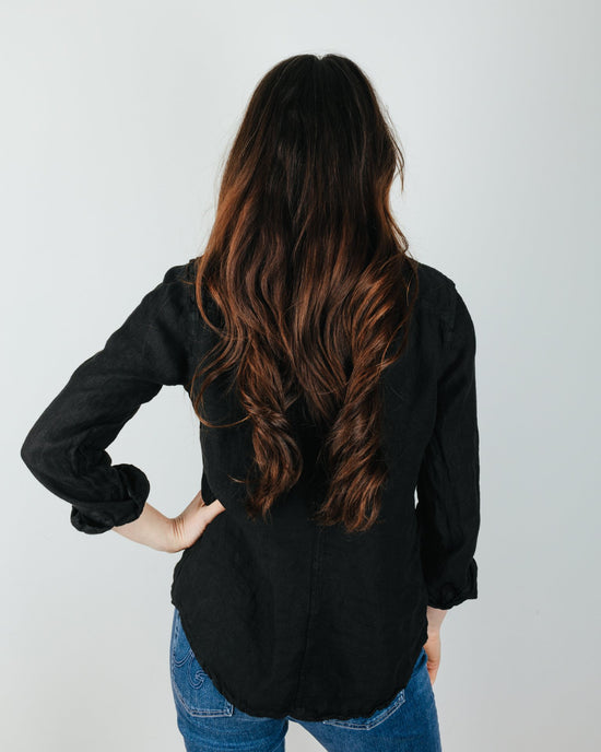 CP Shades Sloane Blouse in Black Heavy Weight Linen 