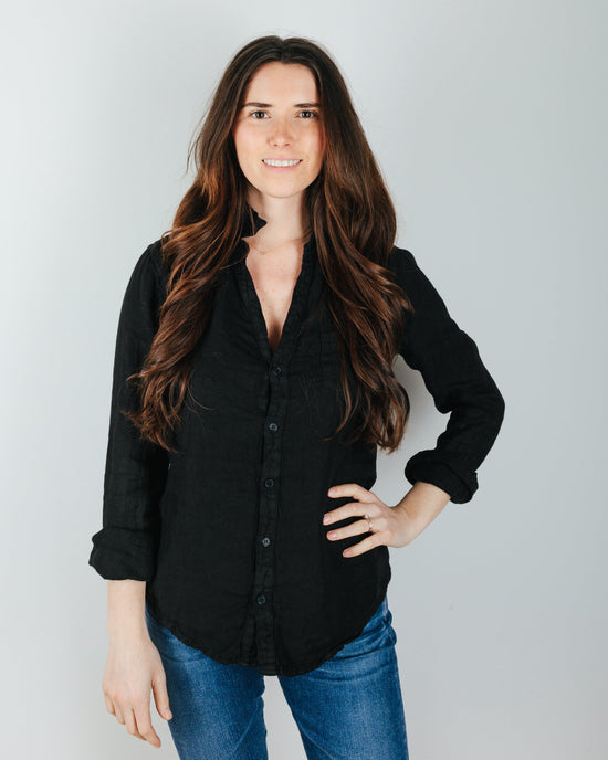 CP Shades Sloane Blouse in Black Heavy Weight Linen 