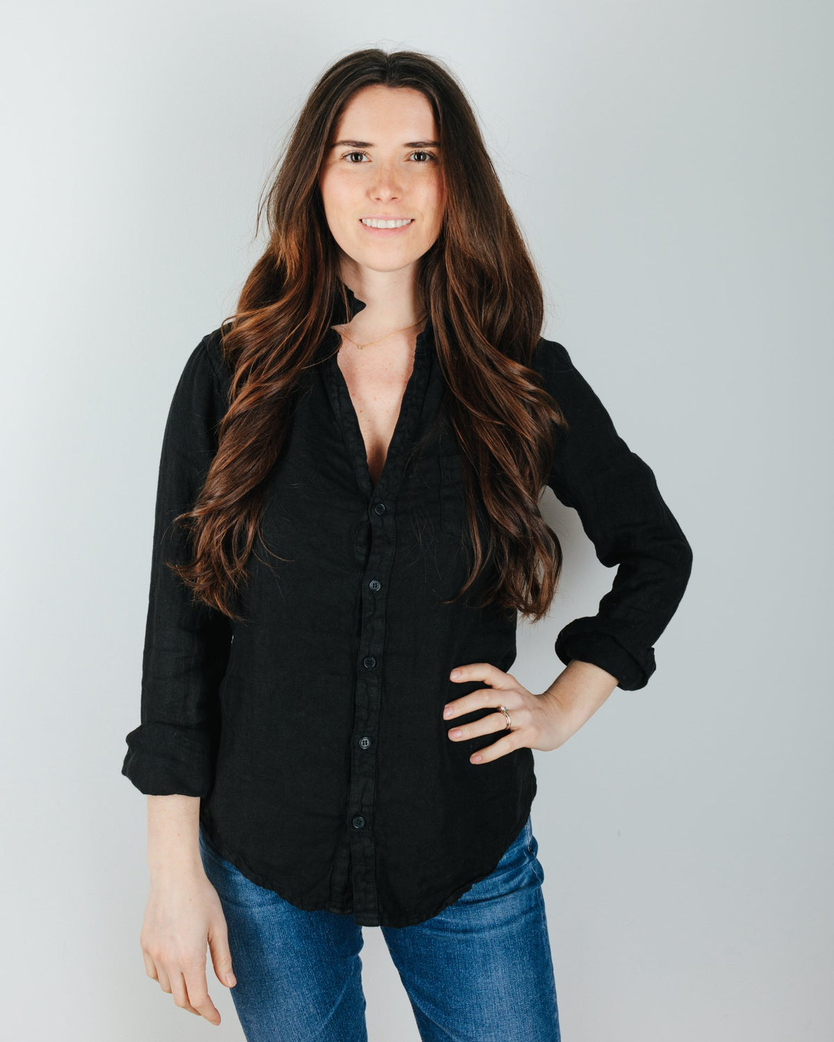 CP Shades Clothing Sloane Blouse in Black Heavy Weight Linen