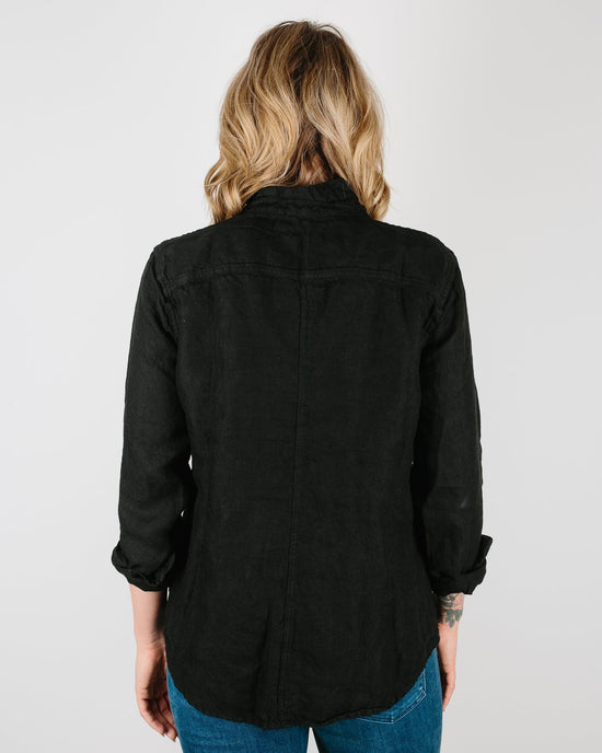 CP Shades Sloane Blouse in Black Heavy Weight Linen 